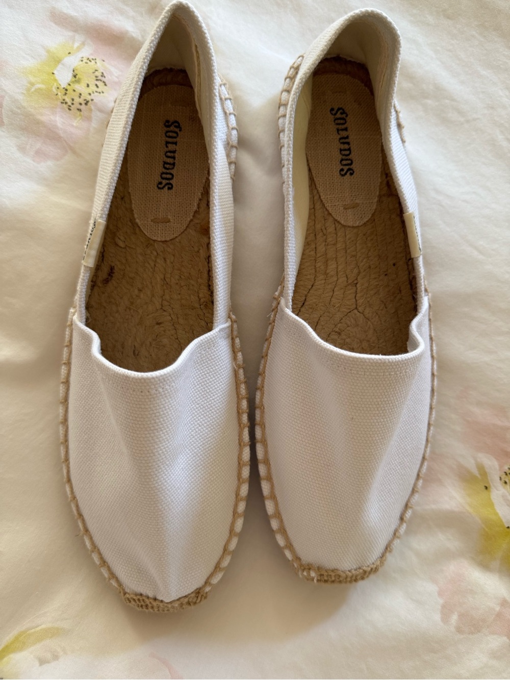 Soludos Cream Canvas Espadrille Slip-On Flats
